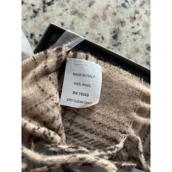 Manifattura C.B.M. Firenze 1963 Pure Wool Scarf Made in Italy Brown Plaid NIB